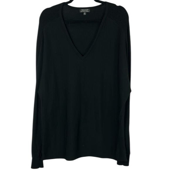 Lord & Taylor Black Extra Fine Merino Wool Sweater Size Medium - Picture 1 of 9